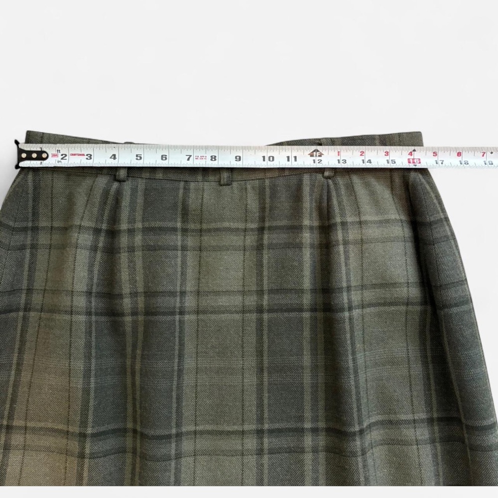 Ralph Lauren - 100% Wool Forest Green Plaid Kilt Skirt - Picture 4 of 5